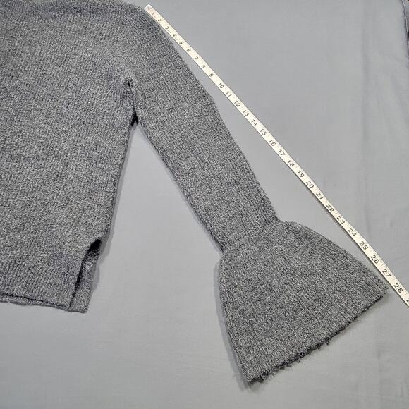 Free Generation Gray Sweater Stretch Preppy Long Bell Sleeves Cozy Womens Size M - Picture 8 of 11